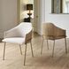 Menfis Brushed Gold and Light Tan Velour with Rattan Dining Chair
