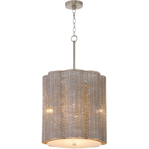 Boracay 4 Light 20.5 inch Brushed Grey Cane and Nickel Pendant Ceiling Light