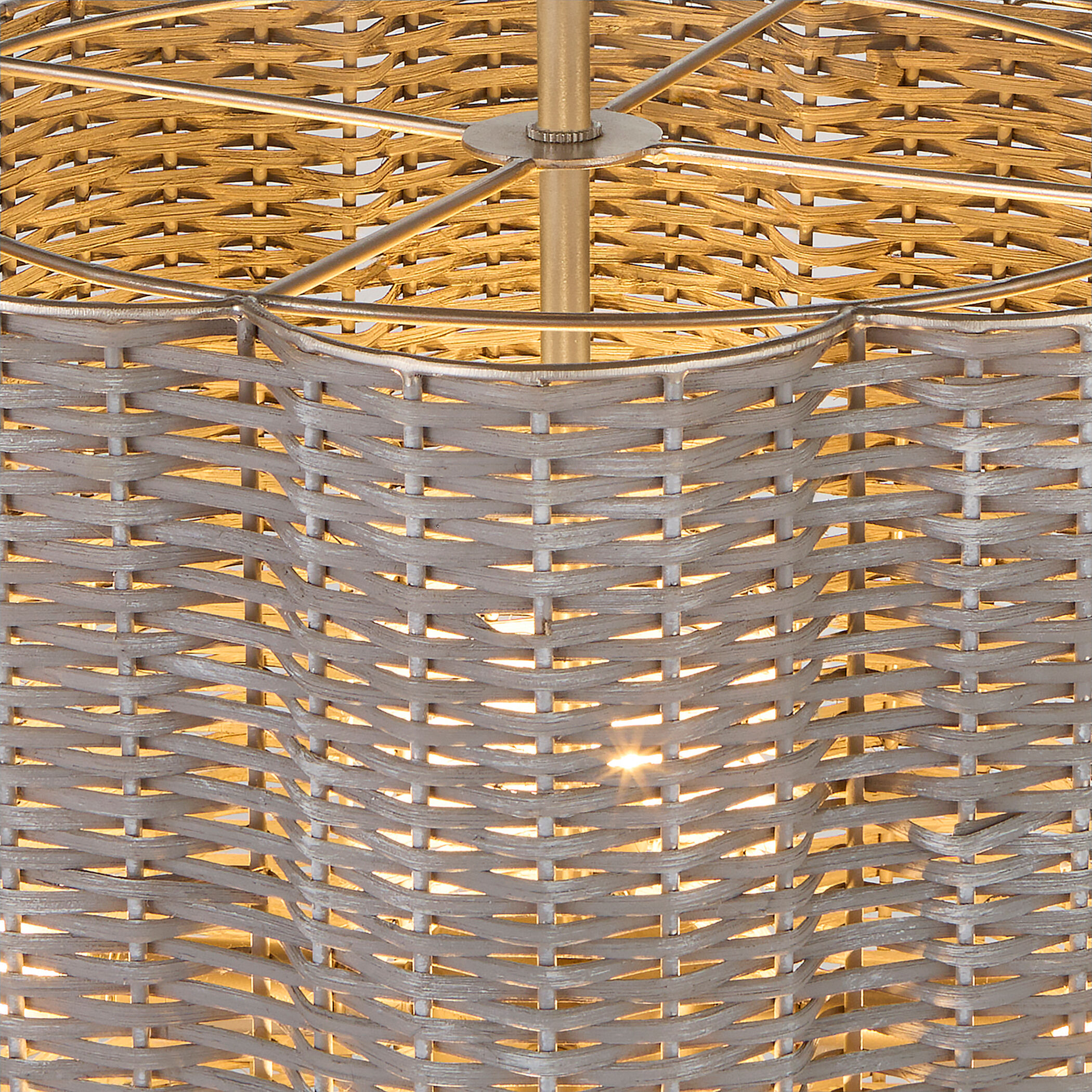 Boracay 4 Light 20.5 inch Brushed Grey Cane and Nickel Pendant Ceiling Light