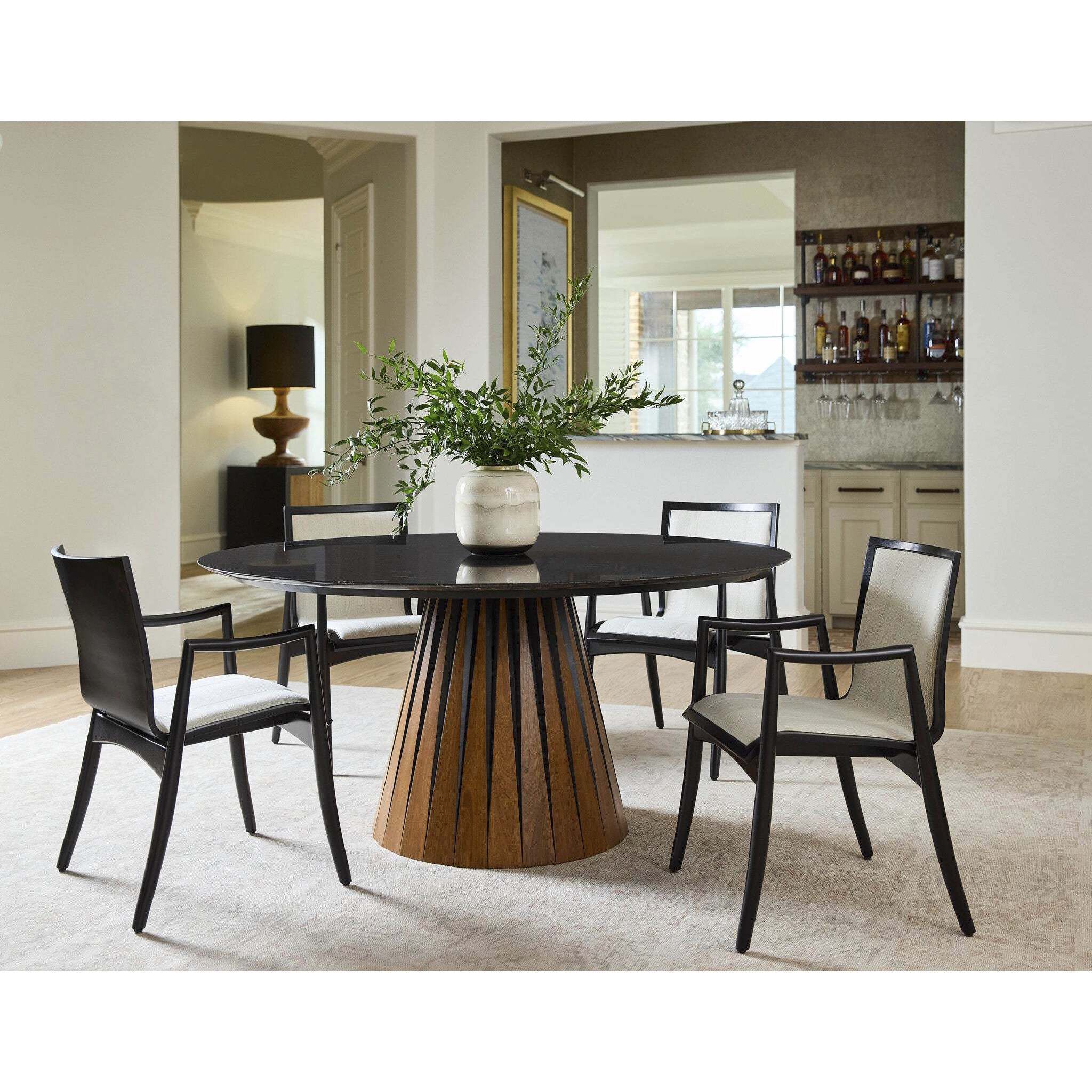 Bourbon 63 inch Medium Brown and Black Dining Table