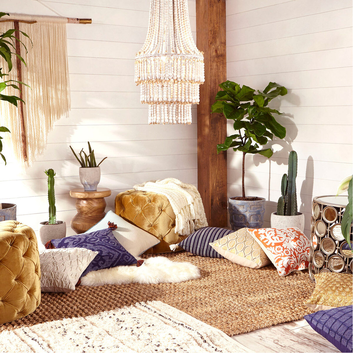 Venice Antique White Blue Accents Planter, Small