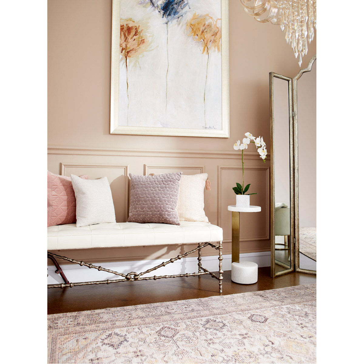 Kodiak 10 inch Gold/White Side Table