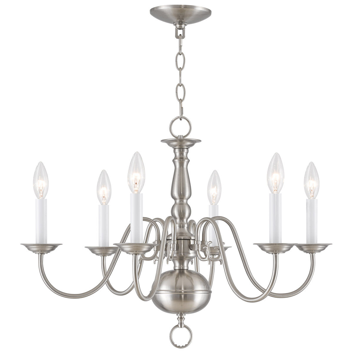 Williamsburgh 6 Light 24 inch Brushed Nickel Chandelier Ceiling Light