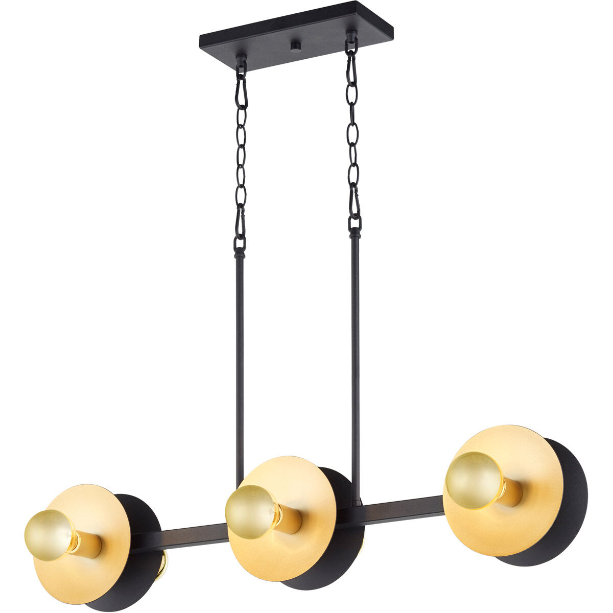 Artemis 6 Light 36 inch Noir and Gold Leaf Island Light Ceiling Light