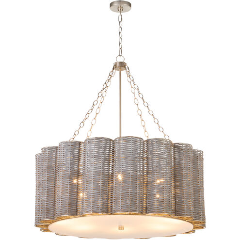 Boracay 6 Light 39 inch Brushed Grey Cane and Nickel Chandelier Ceiling Light