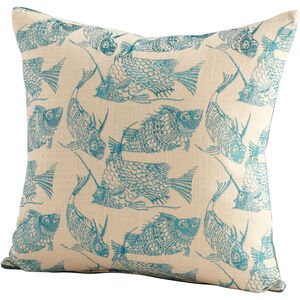 Angler 18 X 18 inch Turquoise/White Pillow