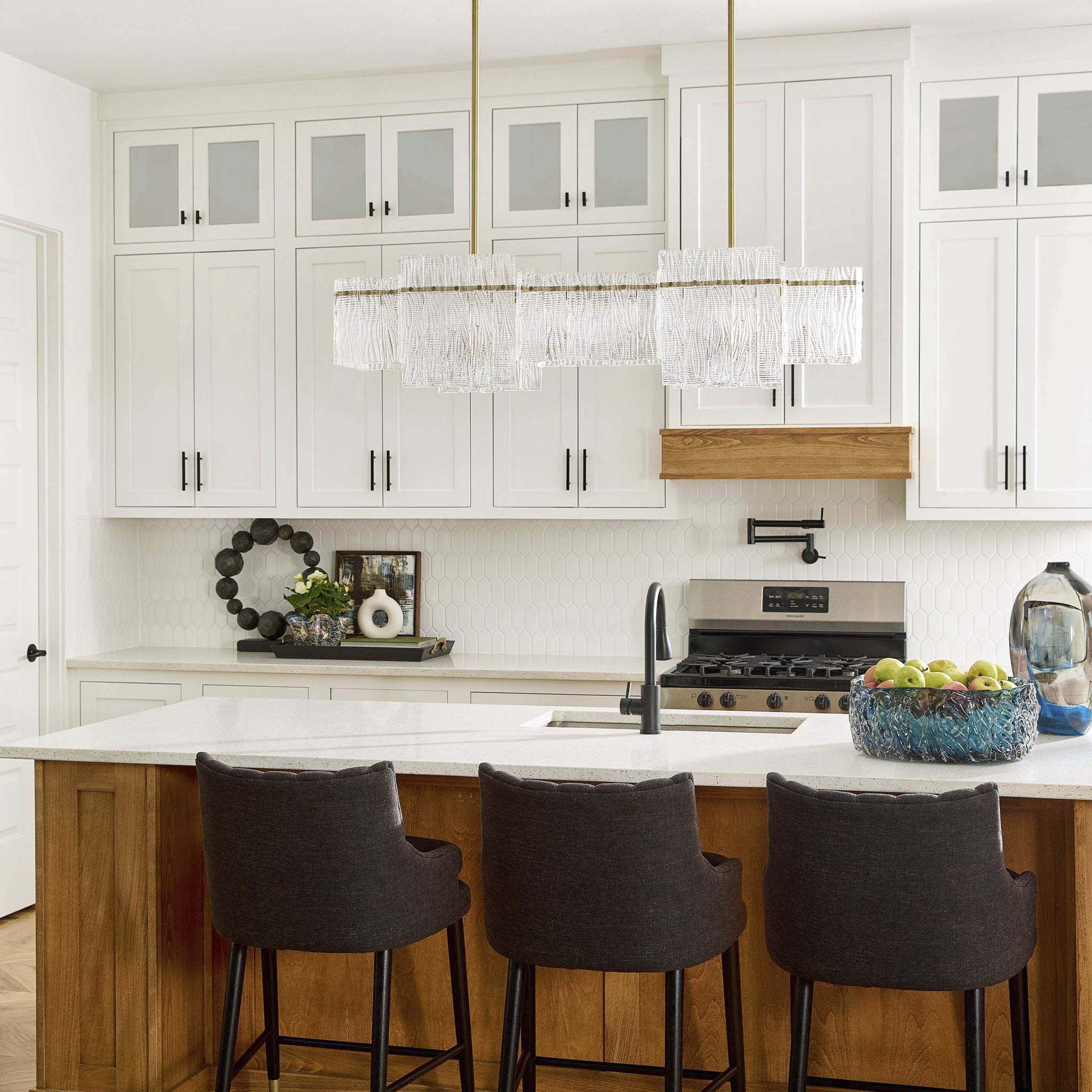 Othello 8 Light 47 inch Aged Brass Linear Chandelier Ceiling Light