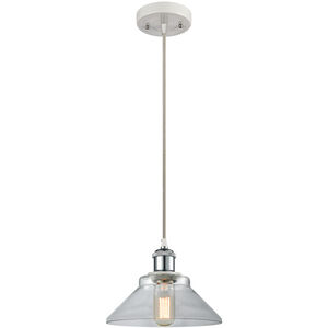 Ballston Orwell LED 8 inch White and Polished Chrome Mini Pendant Ceiling Light in Clear Glass, Ballston