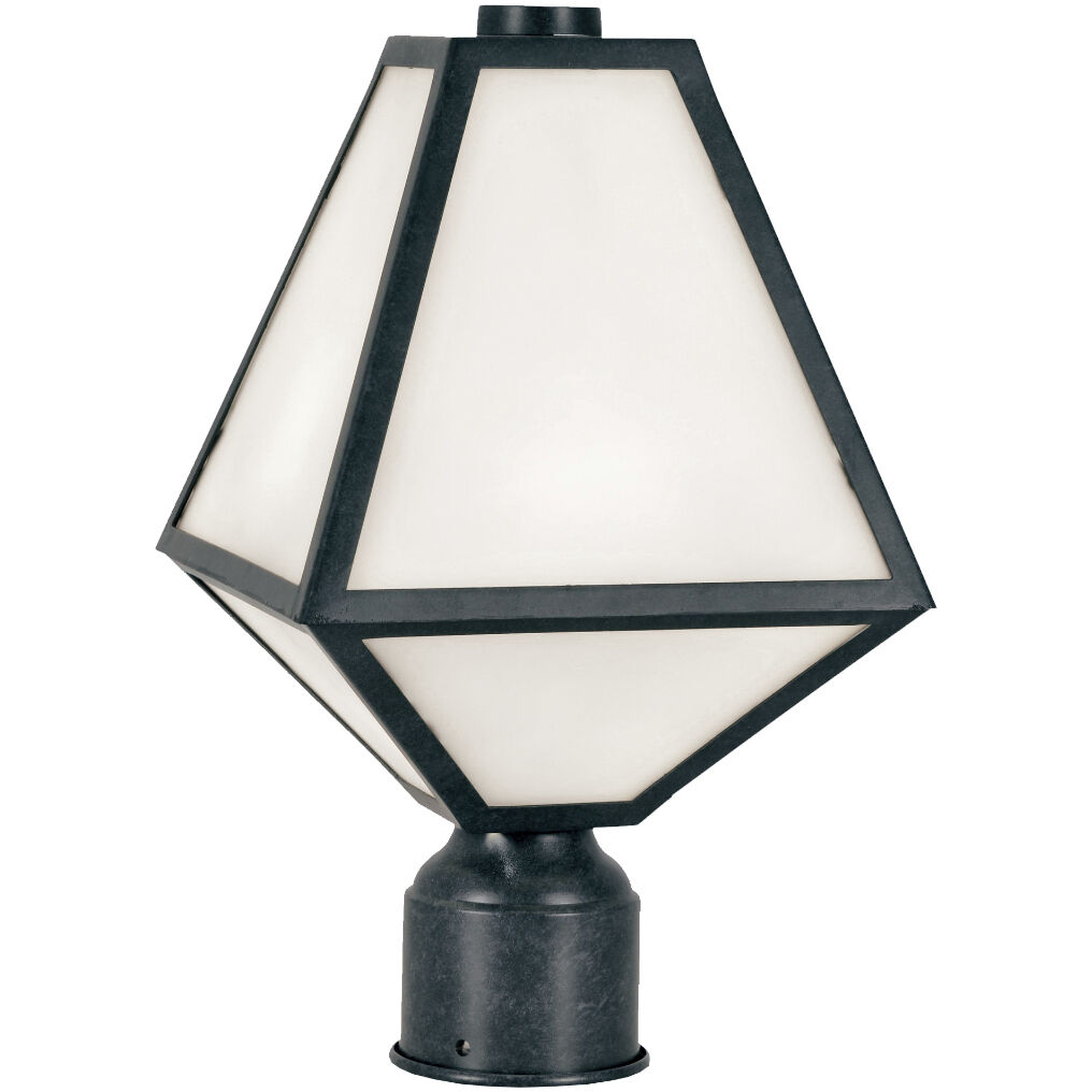 Glacier 1 Light 14 inch Black Charcoal Outdoor Post in White