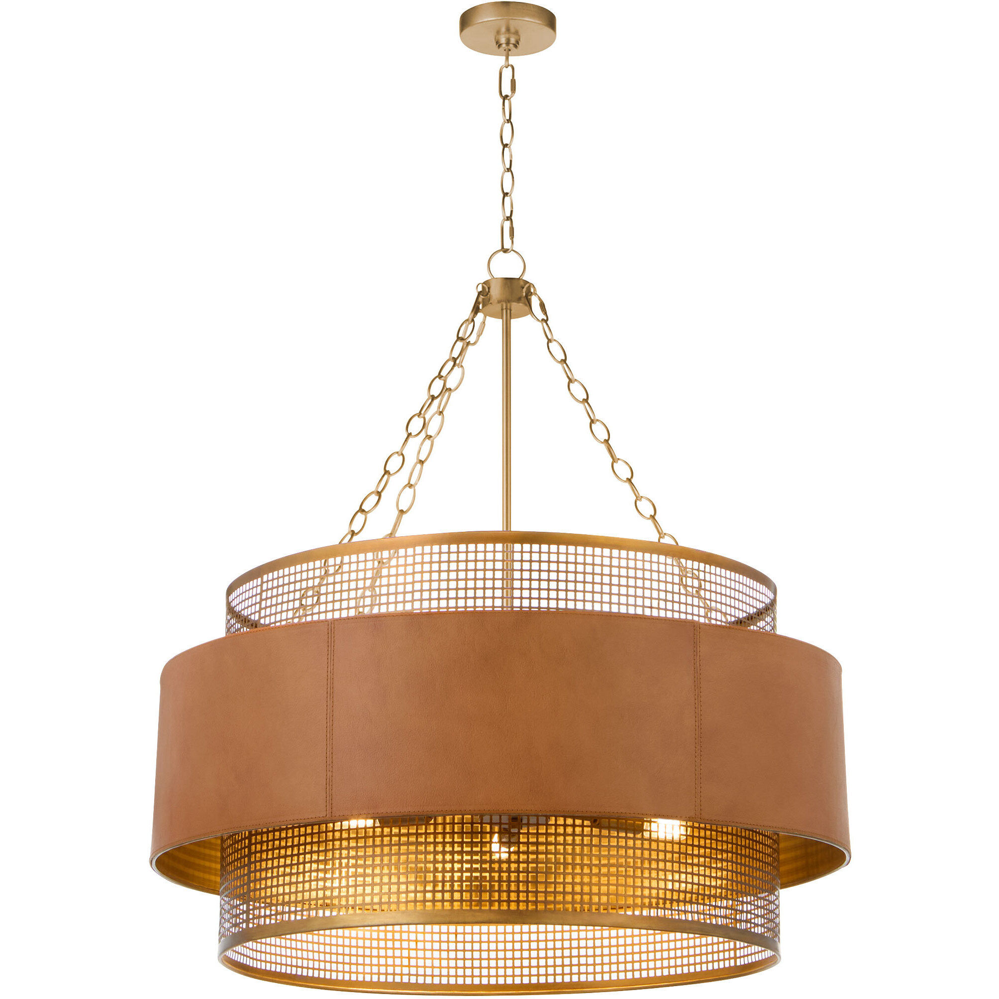Newcomb 6 Light 31.75 inch Aged Brass and Brown Chandelier Ceiling Light