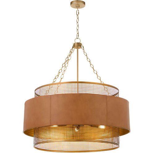 Newcomb 6 Light 31.75 inch Aged Brass and Brown Chandelier Ceiling Light