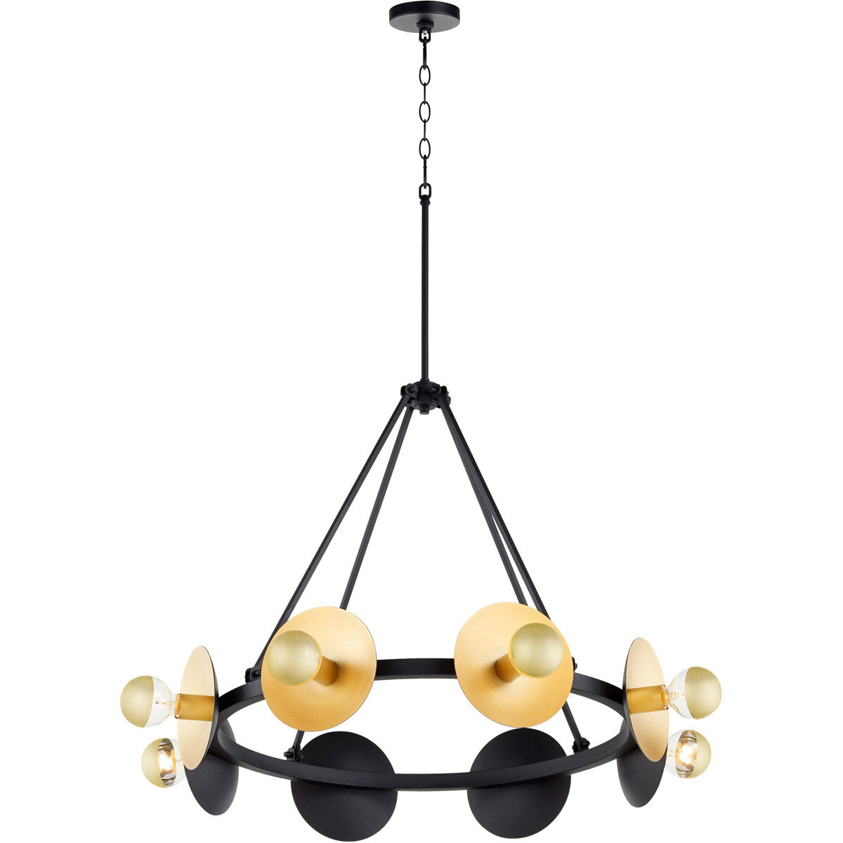 Artemis 8 Light 32 inch Noir and Gold Leaf Chandelier Ceiling Light