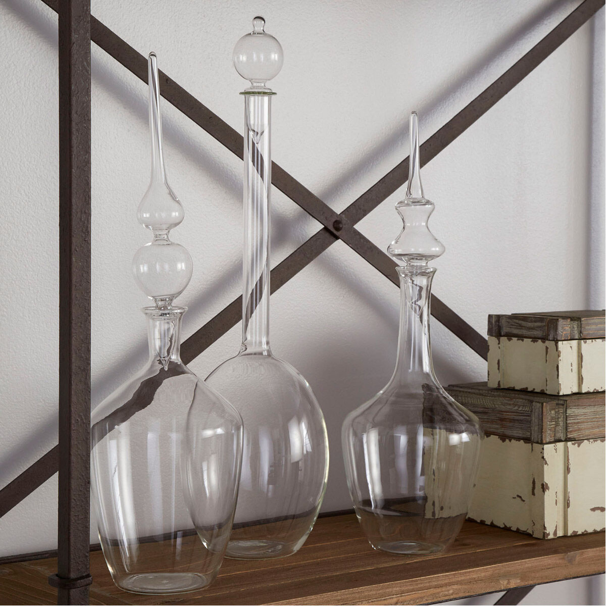 Alder 11 X 7 inch Distressed White And Gray Boxes