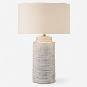 Crimp 26.5 inch 150.00 watt Ivory Glaze with Gold Leaf and Brass Table Lamp Portable Light