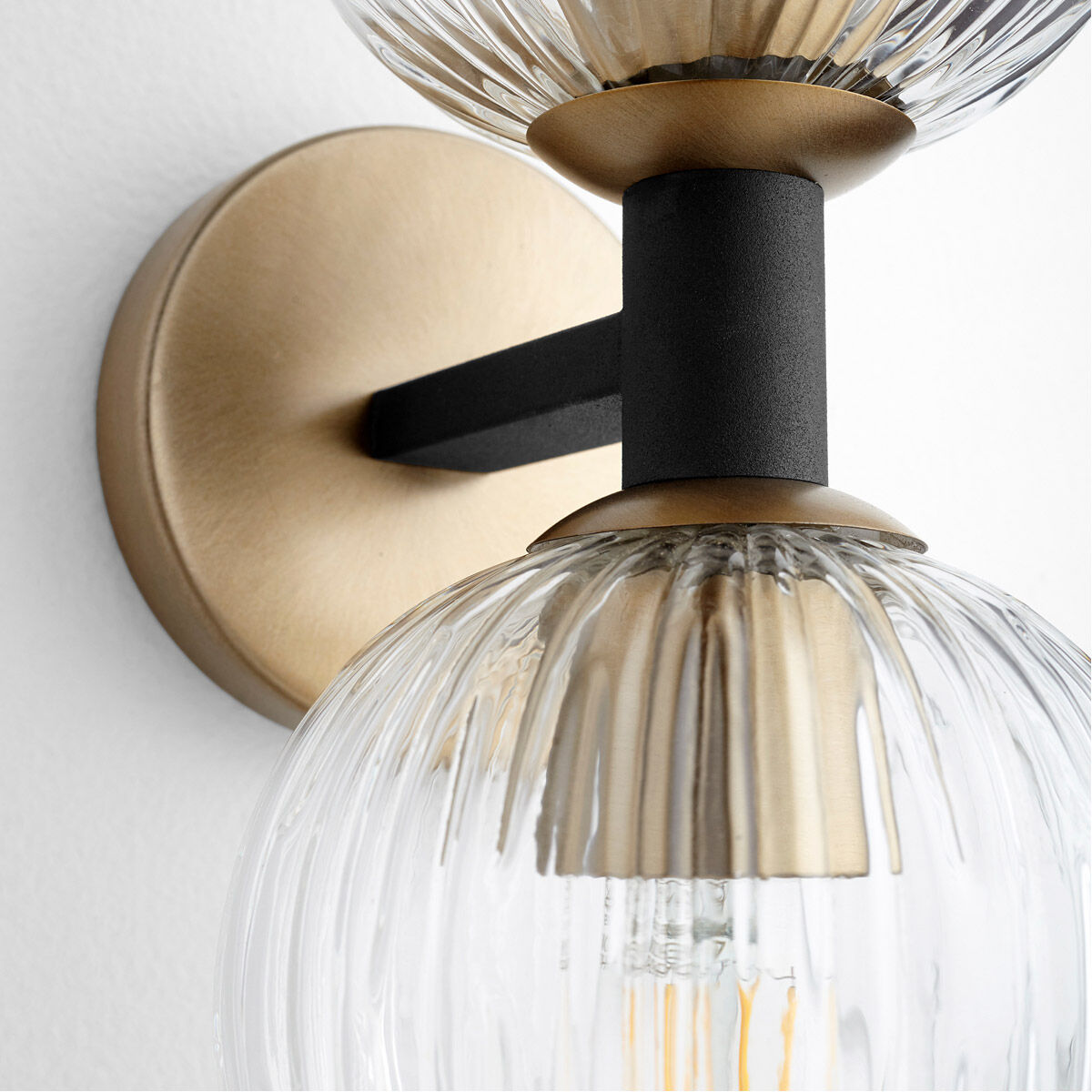 Helios 2 Light 6 inch Noir/Aged Brass Wall Mount Wall Light