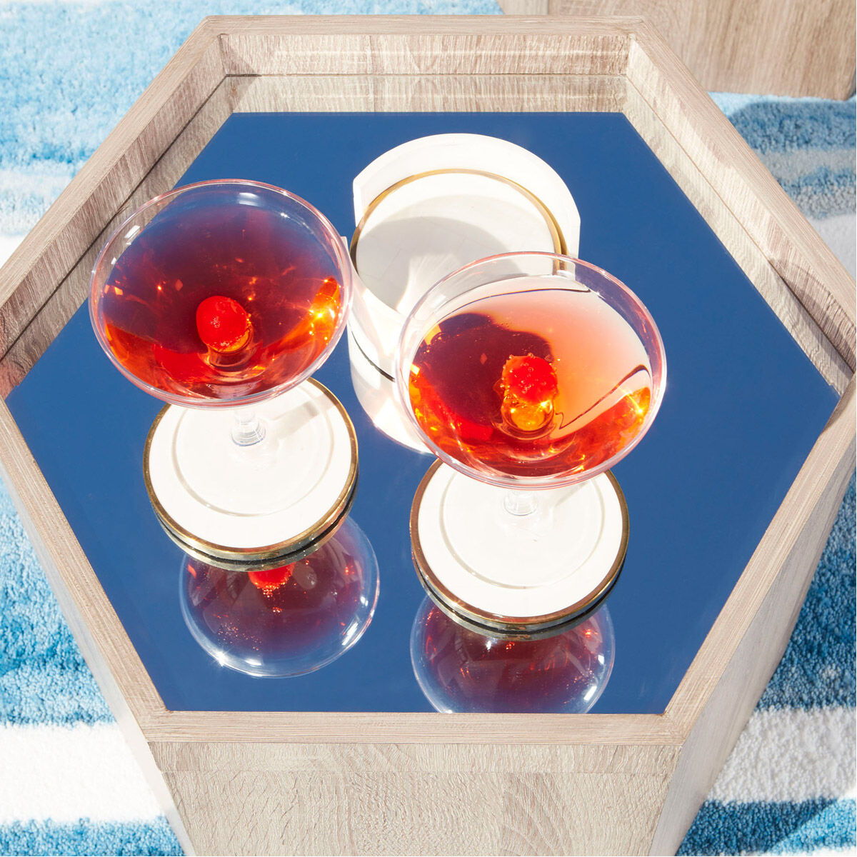 Gatsby Brass And White Coasters, Set of 7