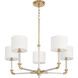 Hightower 5 Light 35.25 inch Clear and Aged Brass Chandelier Ceiling Light