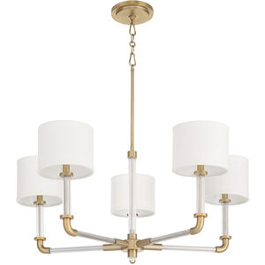 Hightower 5 Light 35.25 inch Clear and Aged Brass Chandelier Ceiling Light