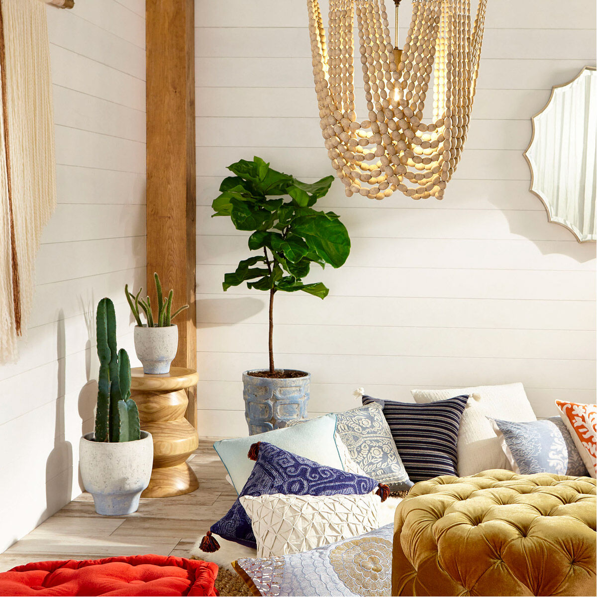 Venice Antique White Blue Accents Planter, Small