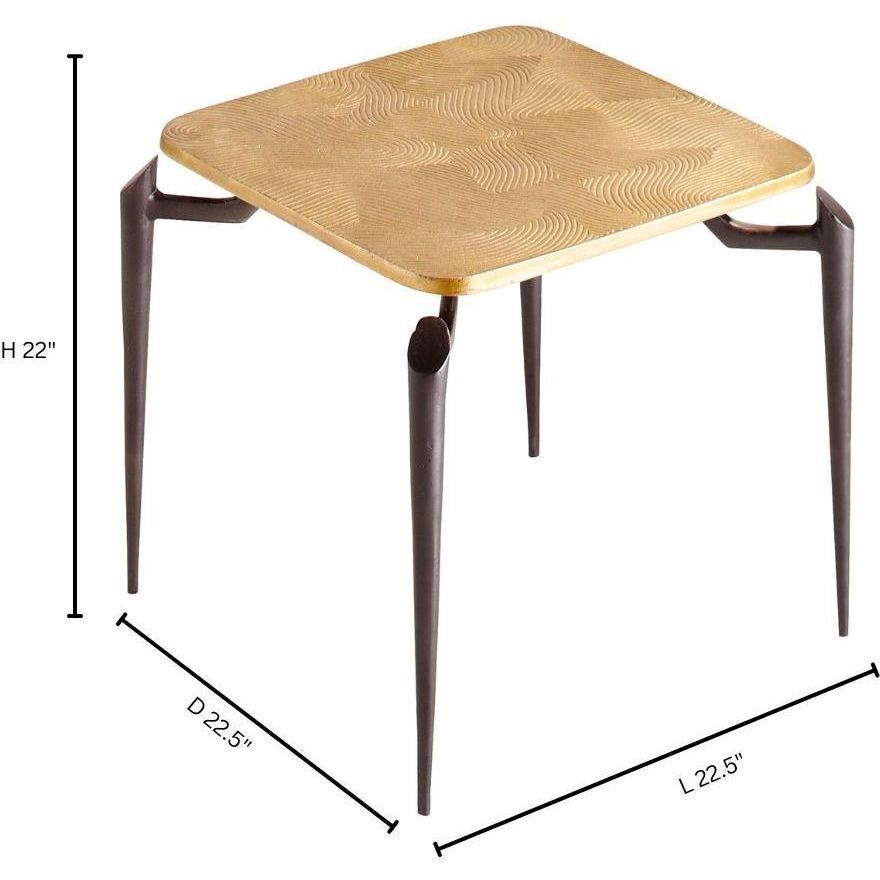 Tarsal 23 X 23 inch Black and Gold Side Table