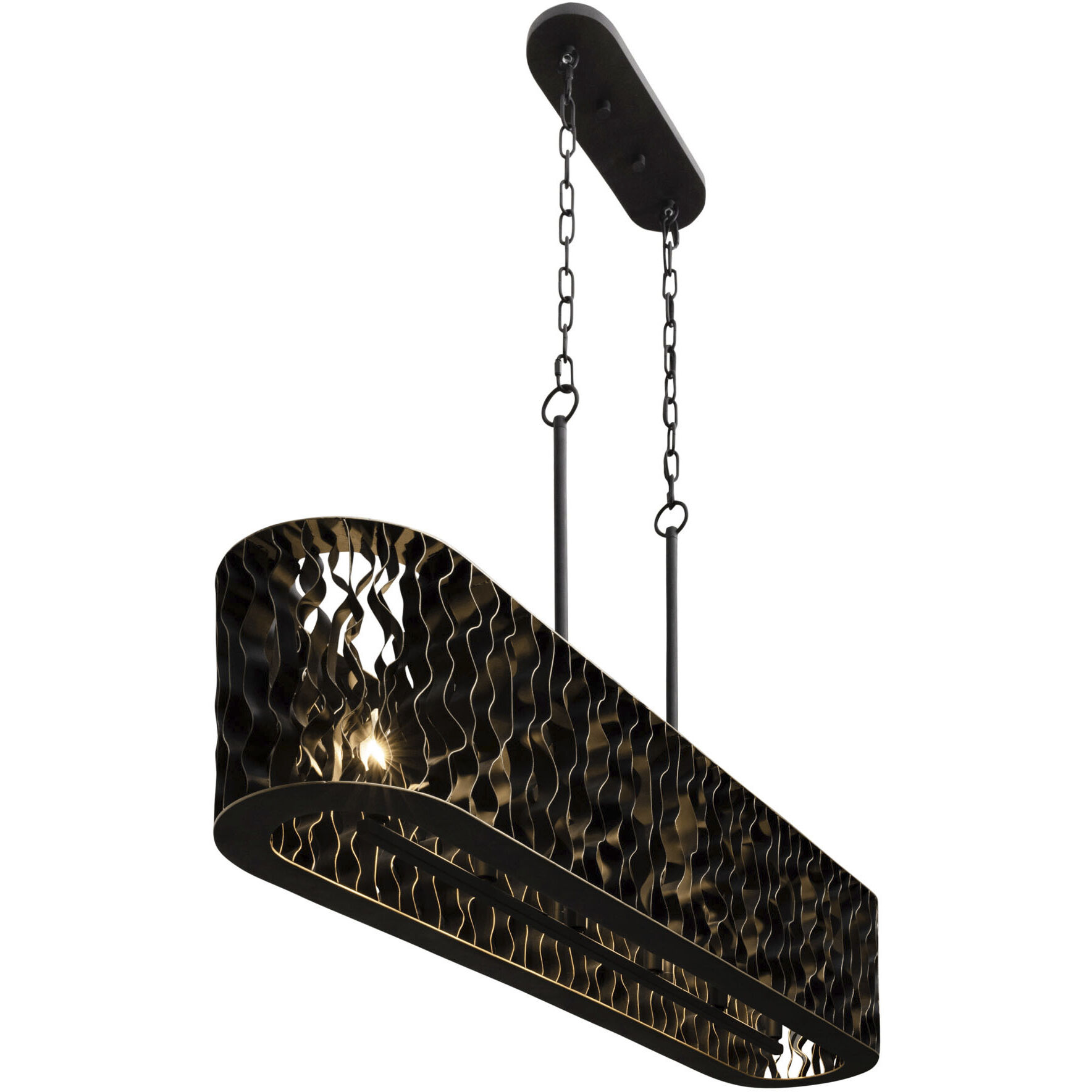 Estela 6 Light 48 inch Matte Black and French Gold Linear Pendant Ceiling Light, Smithsonian Collaboration