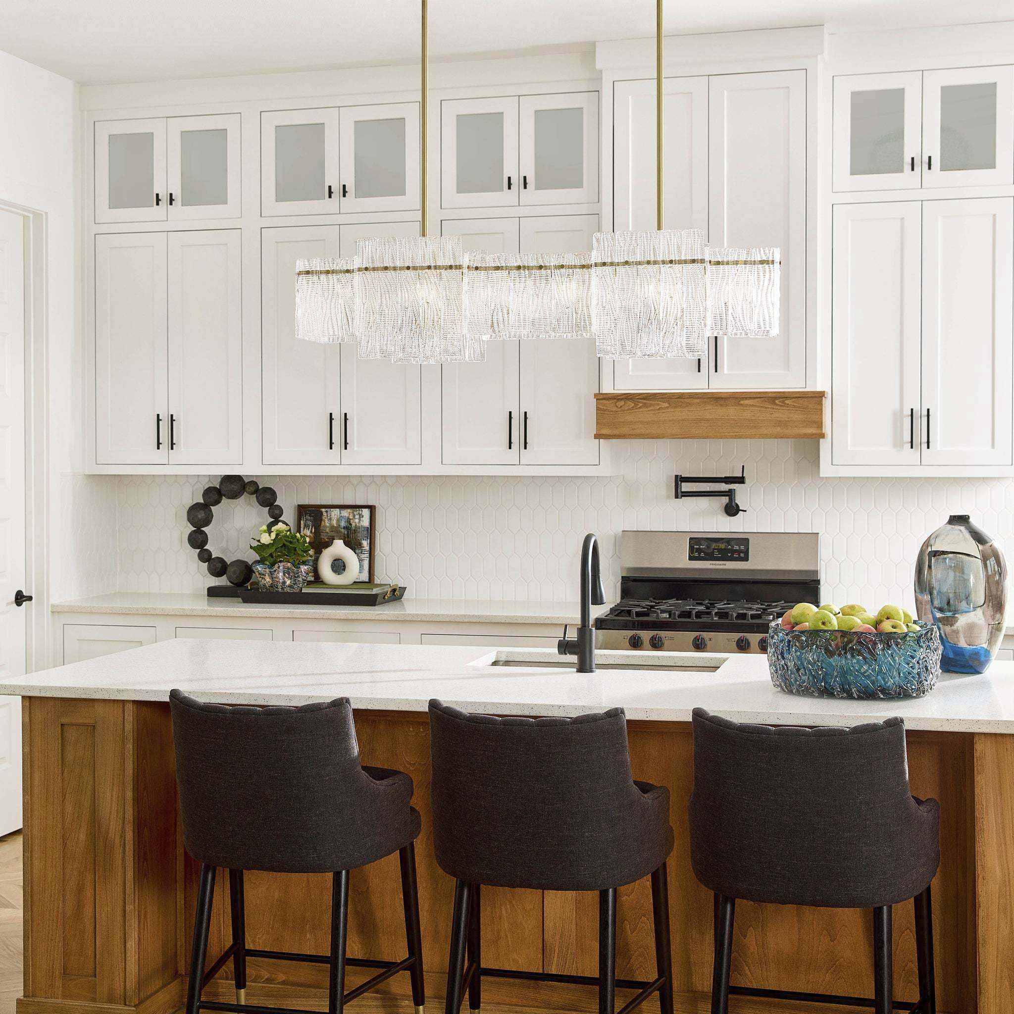 Othello 8 Light 47 inch Aged Brass Linear Chandelier Ceiling Light