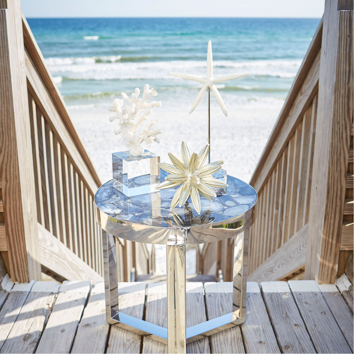 Geodance 17 inch Nickel Side Table