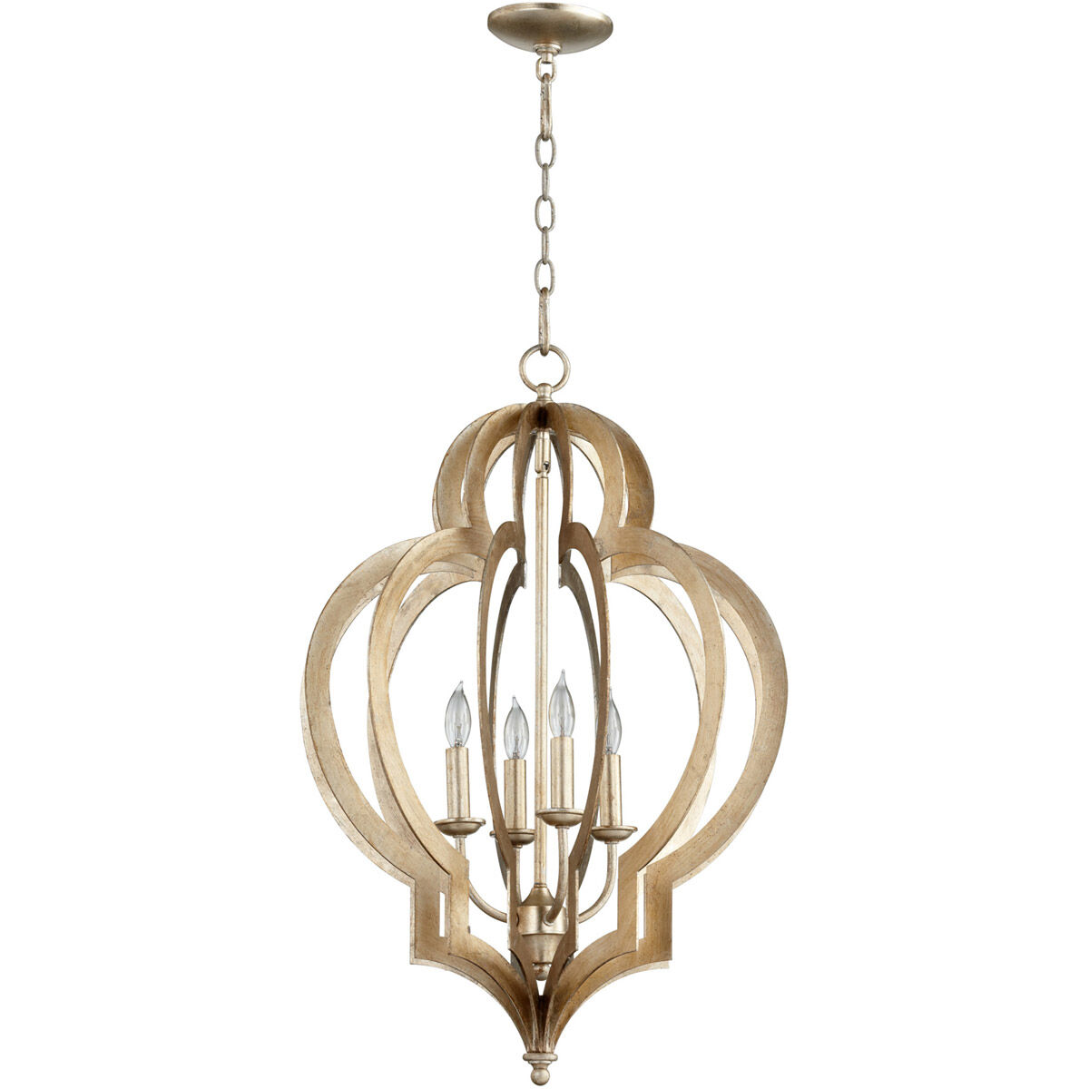 Vertigo 4 Light 19 inch Silver Leaf Chandelier Ceiling Light, Small
