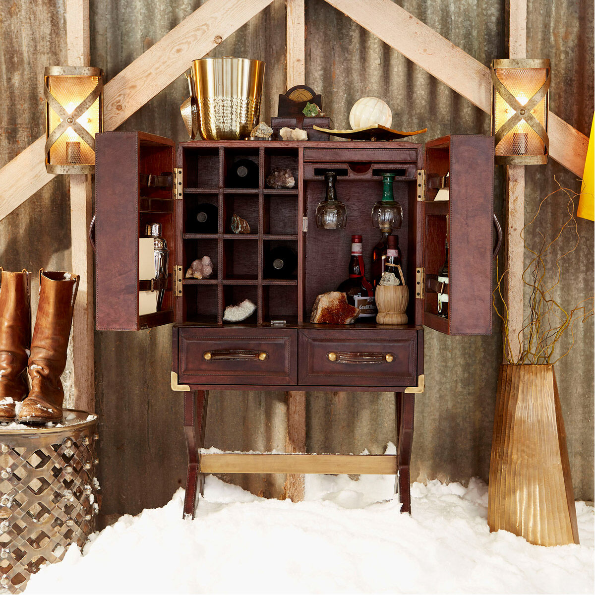 Alden 16.75 inch Brushed Brass Side Table