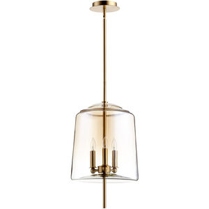 Lusterous 3 Light 13 inch Satin Brass Pendant Ceiling Light