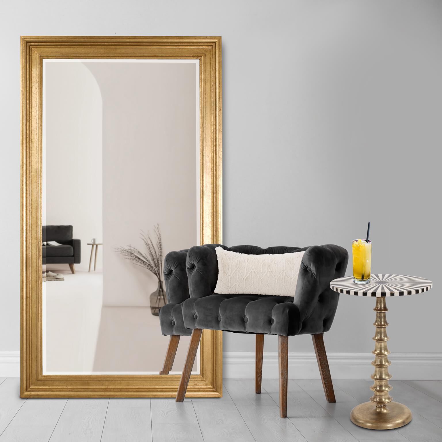 Chandler 82 X 46 inch Country Gold Floor Mirror 