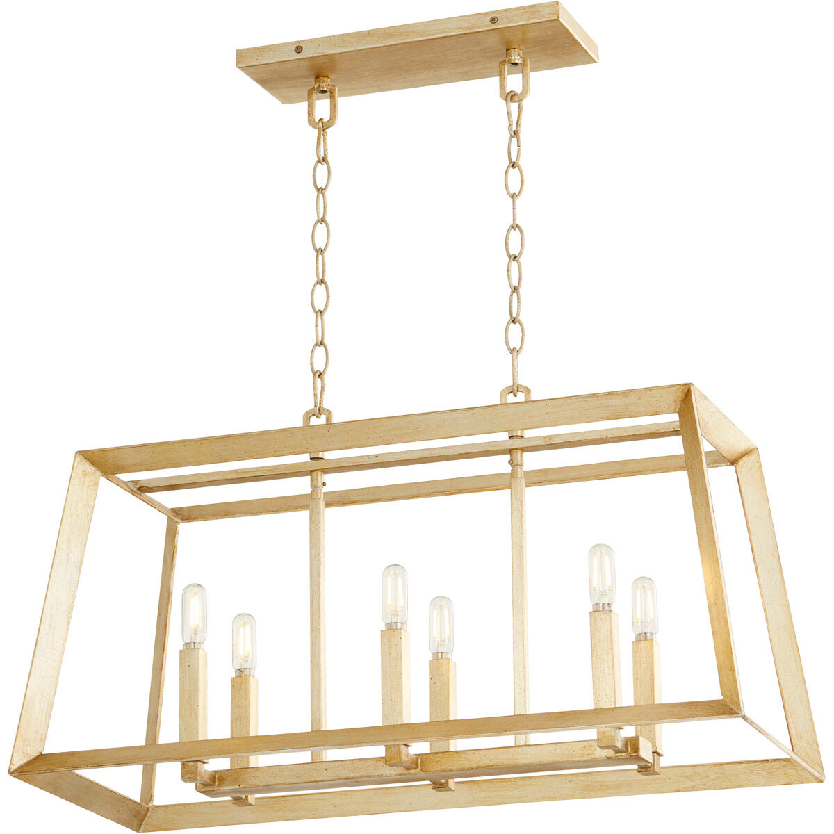 Hyperion 6 Light 29 inch Aged Silver Leaf Island Light Ceiling Light