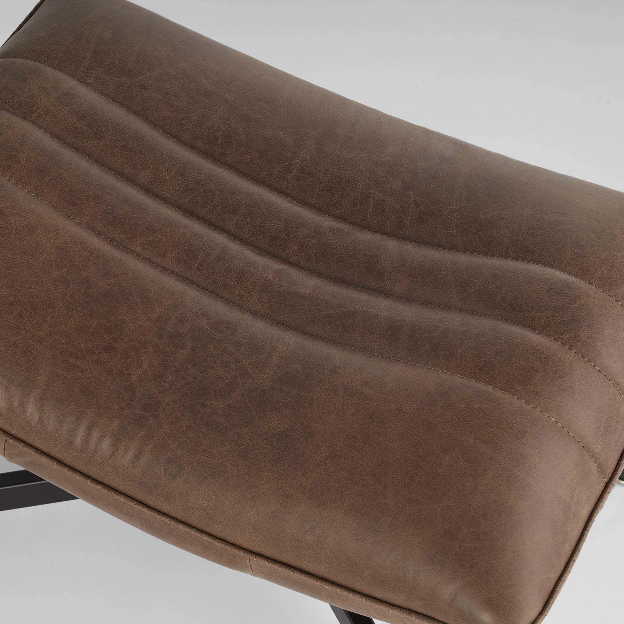 Eduarda 16.5 inch Medium Brown Distressed Leather Ottoman