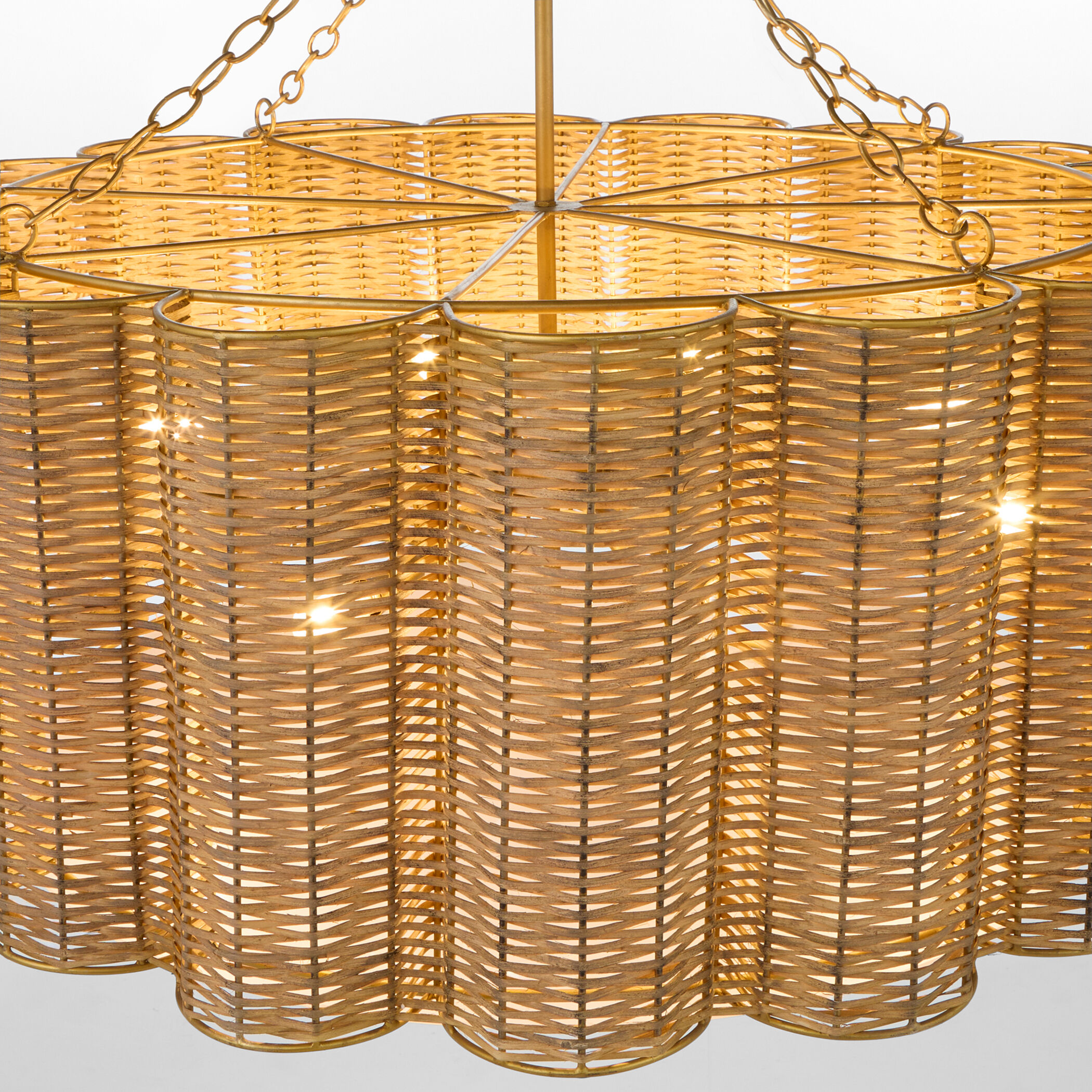 Boracay 6 Light 39 inch Natural Cane and Antique Brass Chandelier Ceiling Light
