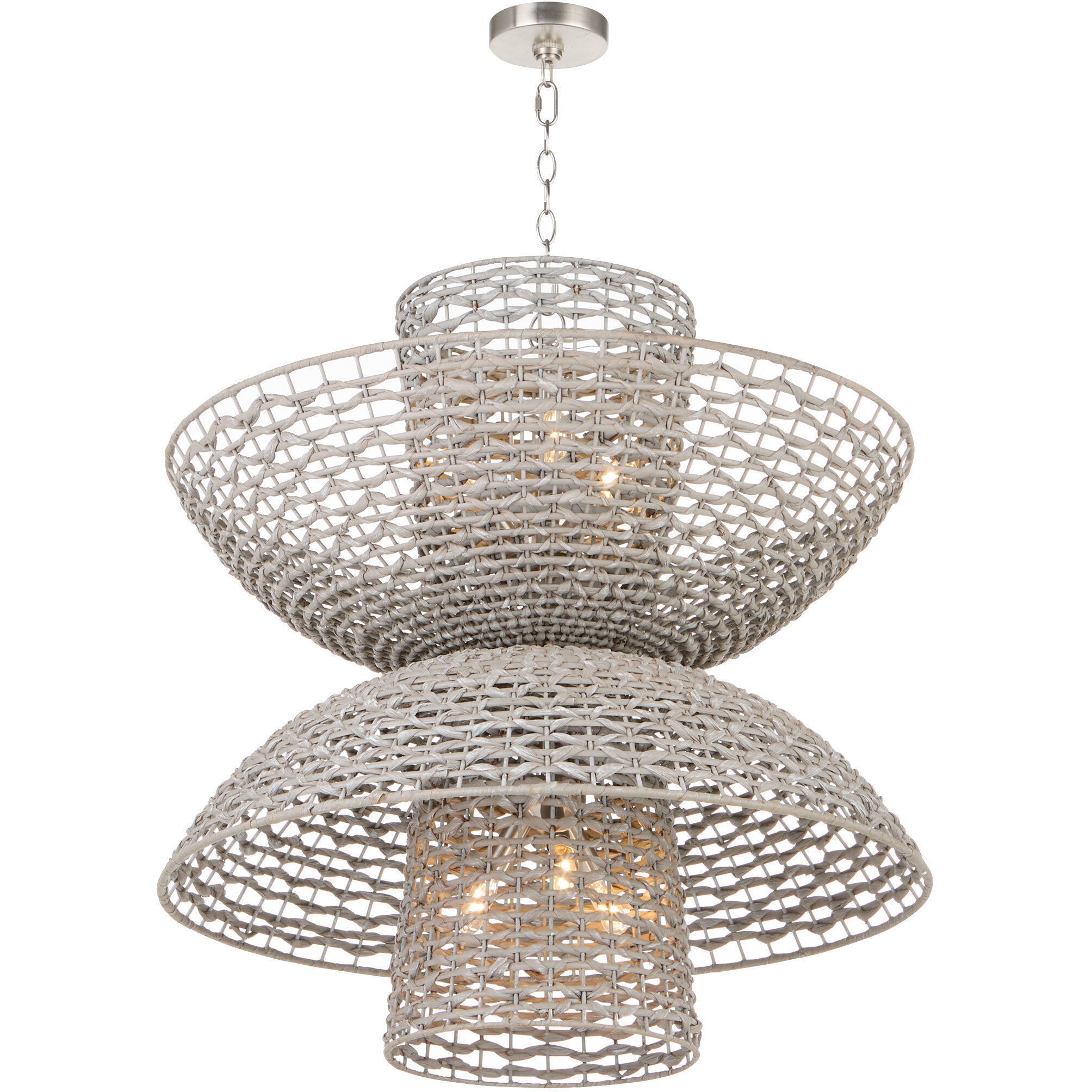 Masasa 6 Light 33 inch Pale Grey and Nickel Chandelier Ceiling Light