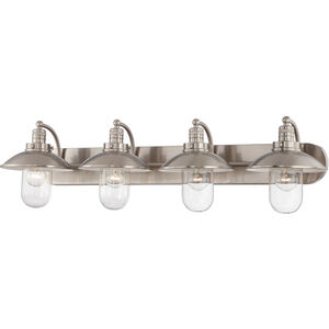 Downtown Edison 4 Light 39 inch Brushed Nickel Bath Light Wall Light
