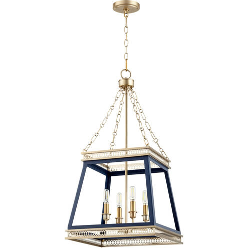 Gerard 4 Light 16 inch Blue And Aged Brass Pendant Ceiling Light