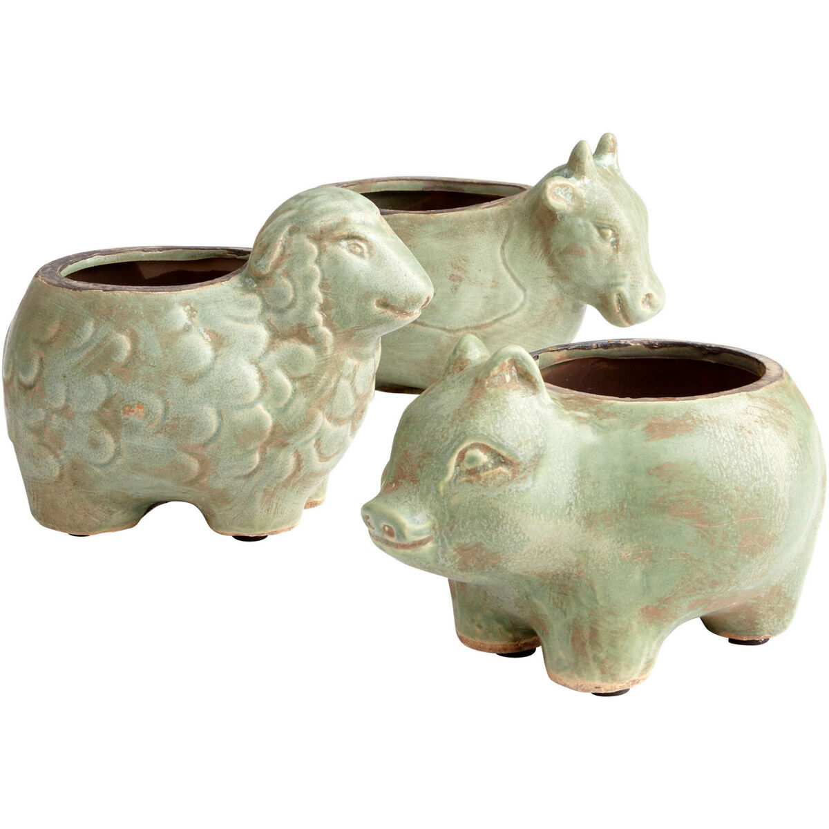 Lala Lamb Green Glaze Planter