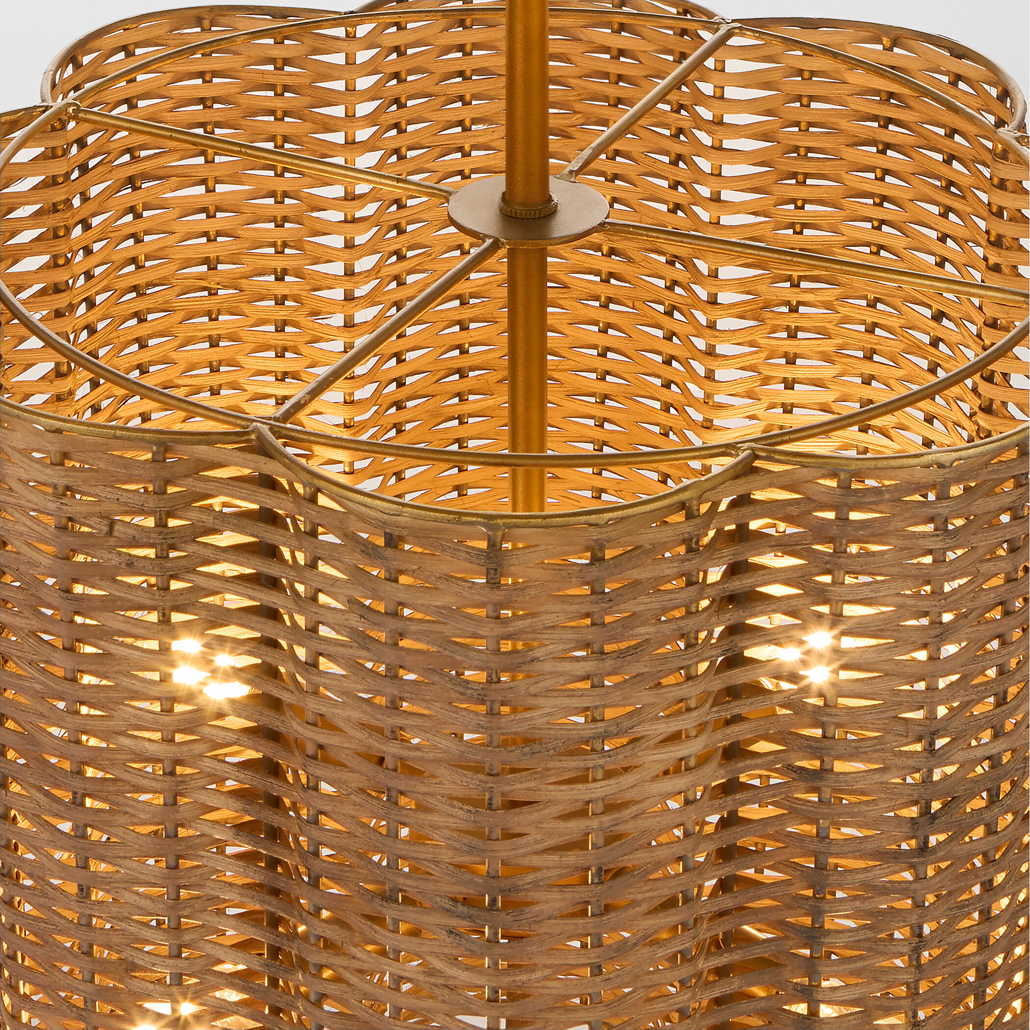 Boracay 4 Light 20.5 inch Natural Cane and Antique Brass Pendant Ceiling Light