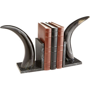 Horn Rimmed 8 X 7 inch Bone And Black Bookends