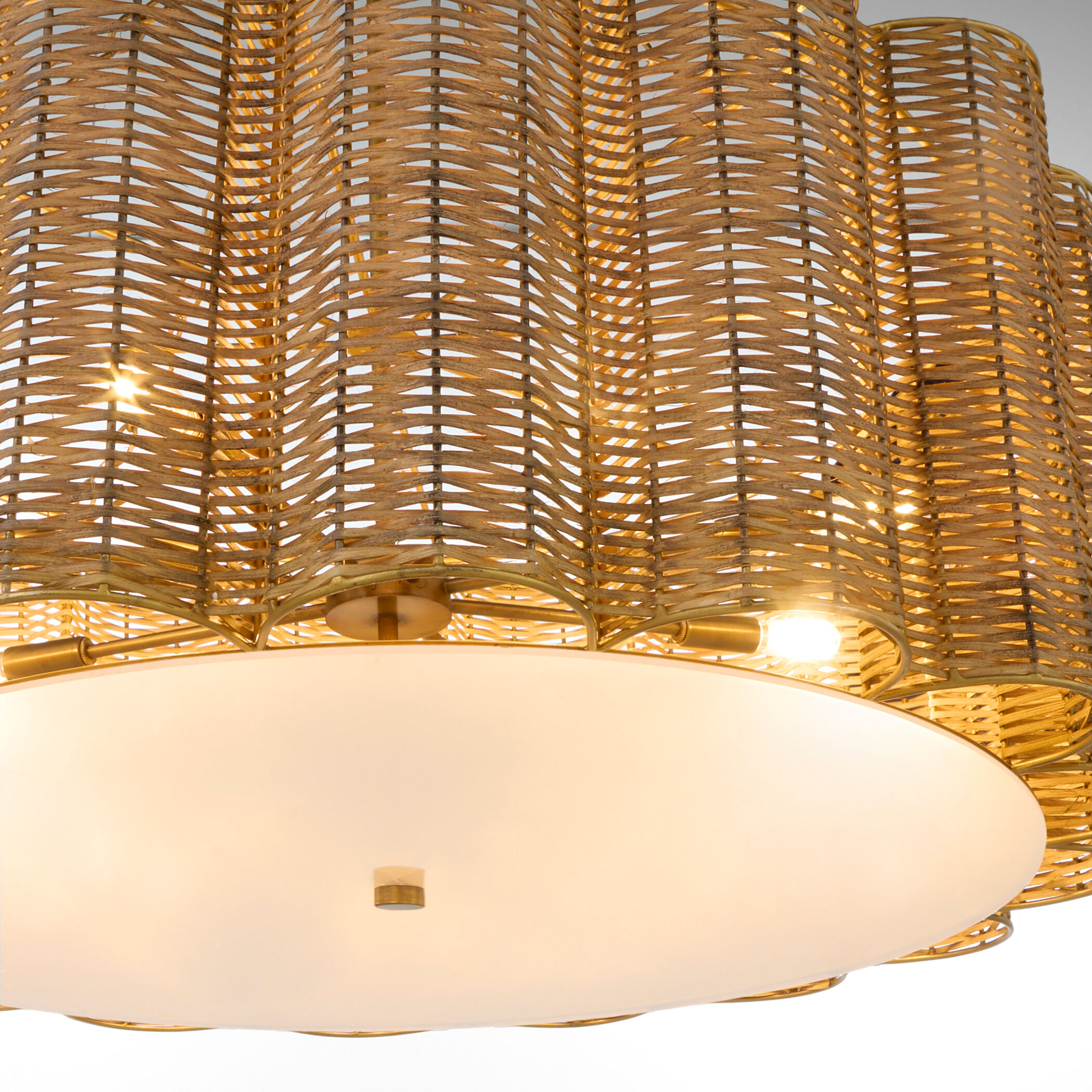 Boracay 6 Light 39 inch Natural Cane and Antique Brass Chandelier Ceiling Light