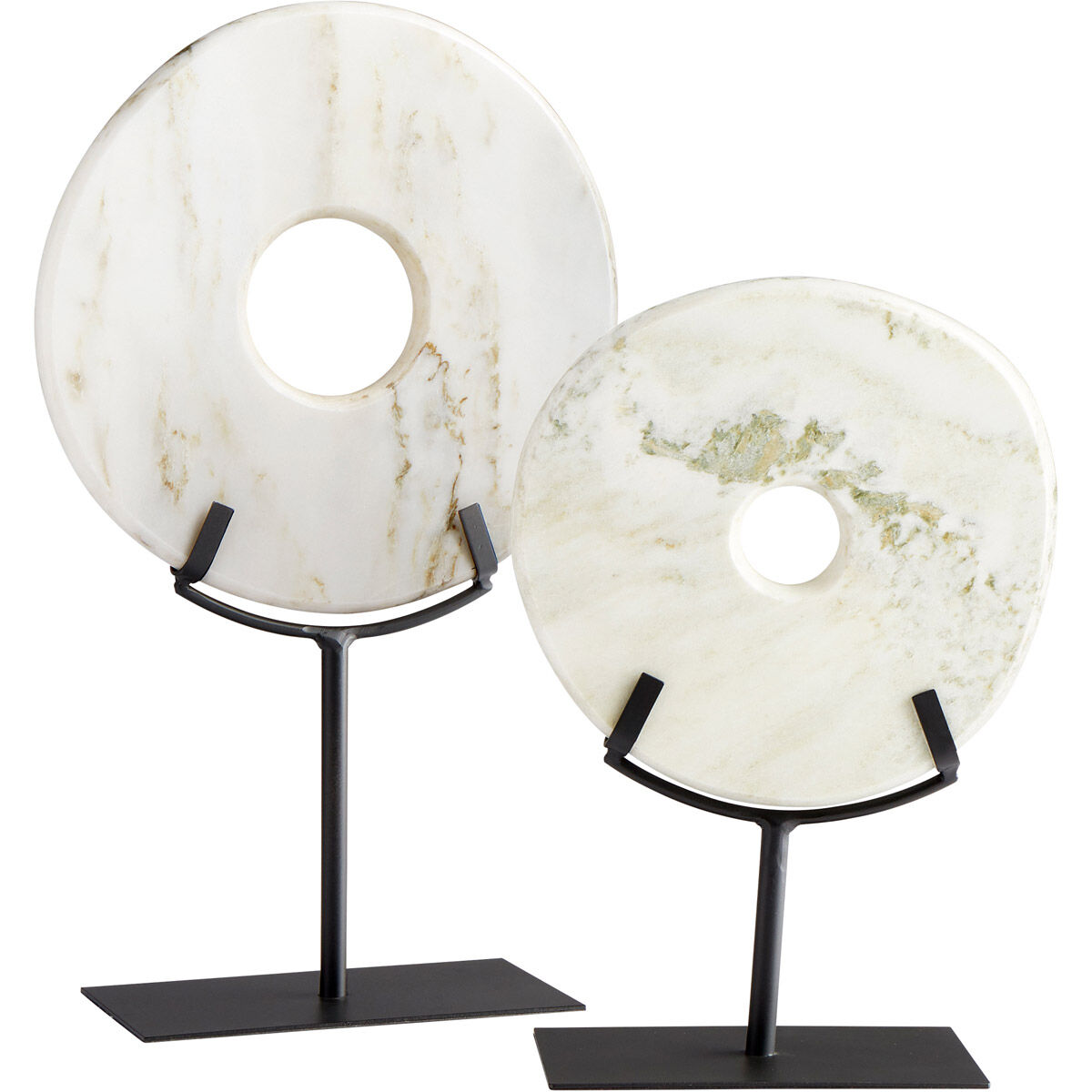 White Disk On Stand 14 X 9 inch Sculpture, Small
