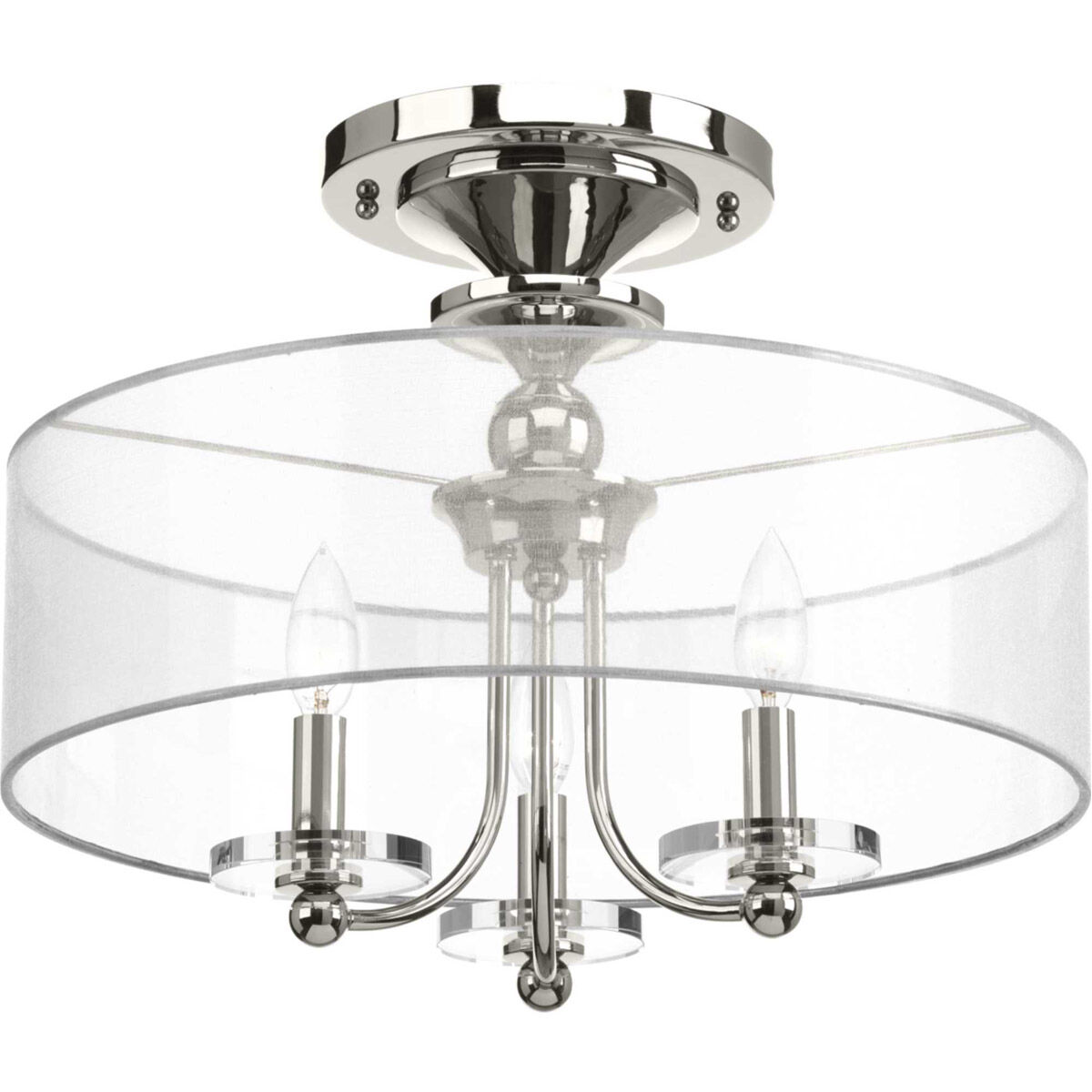 Dale 3 Light 18 inch Polished Nickel Semi-Flush Mount Convertible Ceiling Light, Design Series