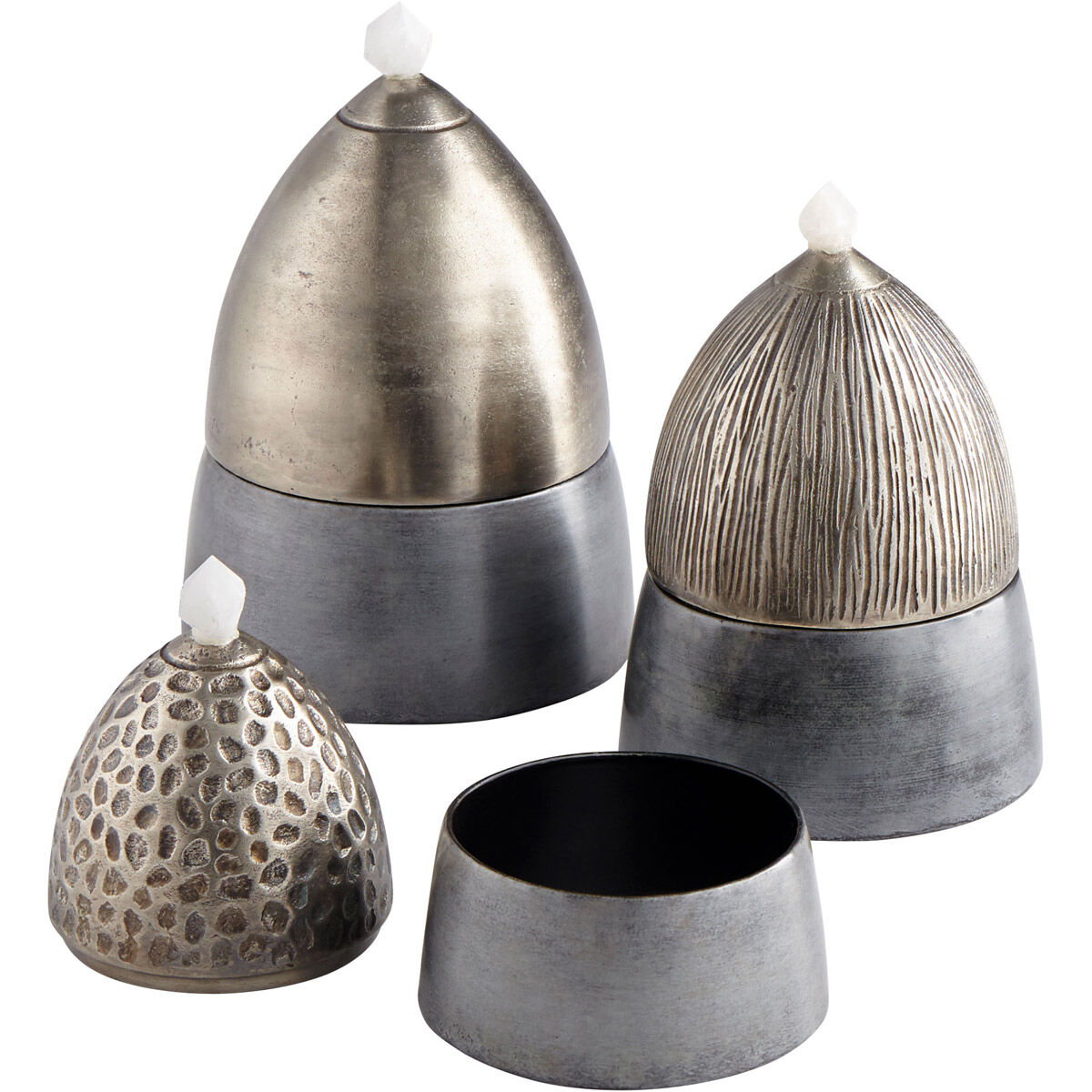 Chestnut Antique Nickel Container, Large