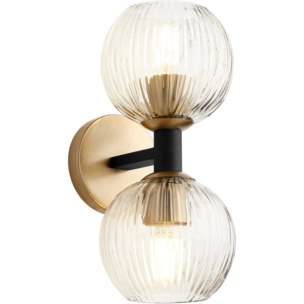 Helios 2 Light 6 inch Noir/Aged Brass Wall Mount Wall Light