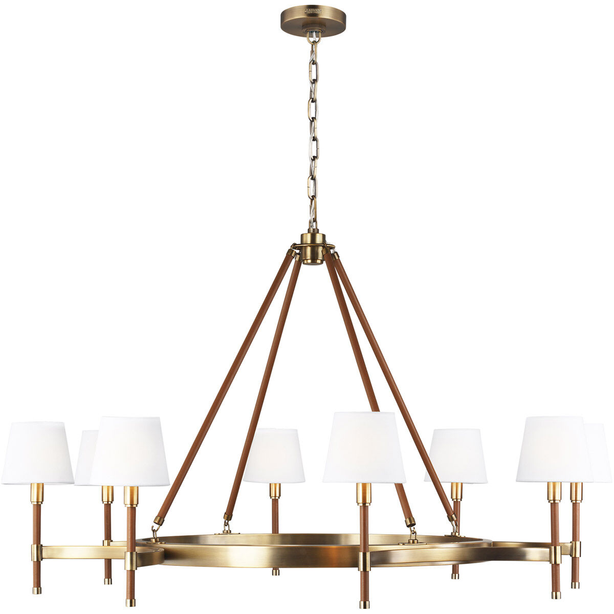 Katie 8 Light 48 inch Time Worn Brass / Saddle Leather Chandelier Ceiling Light