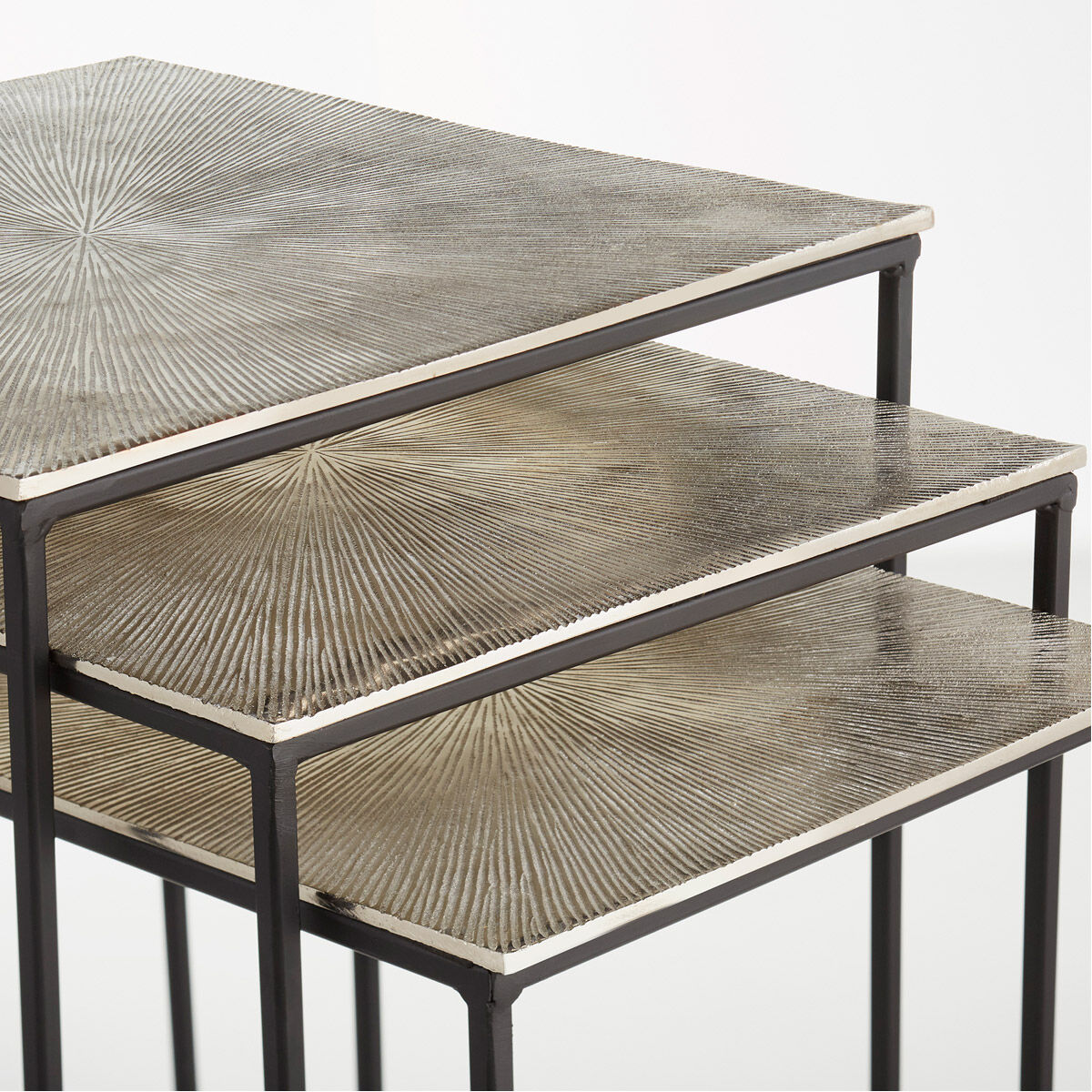 Irvine 24 X 16 inch Raw Nickel And Black Nesting Tables, Set of 3