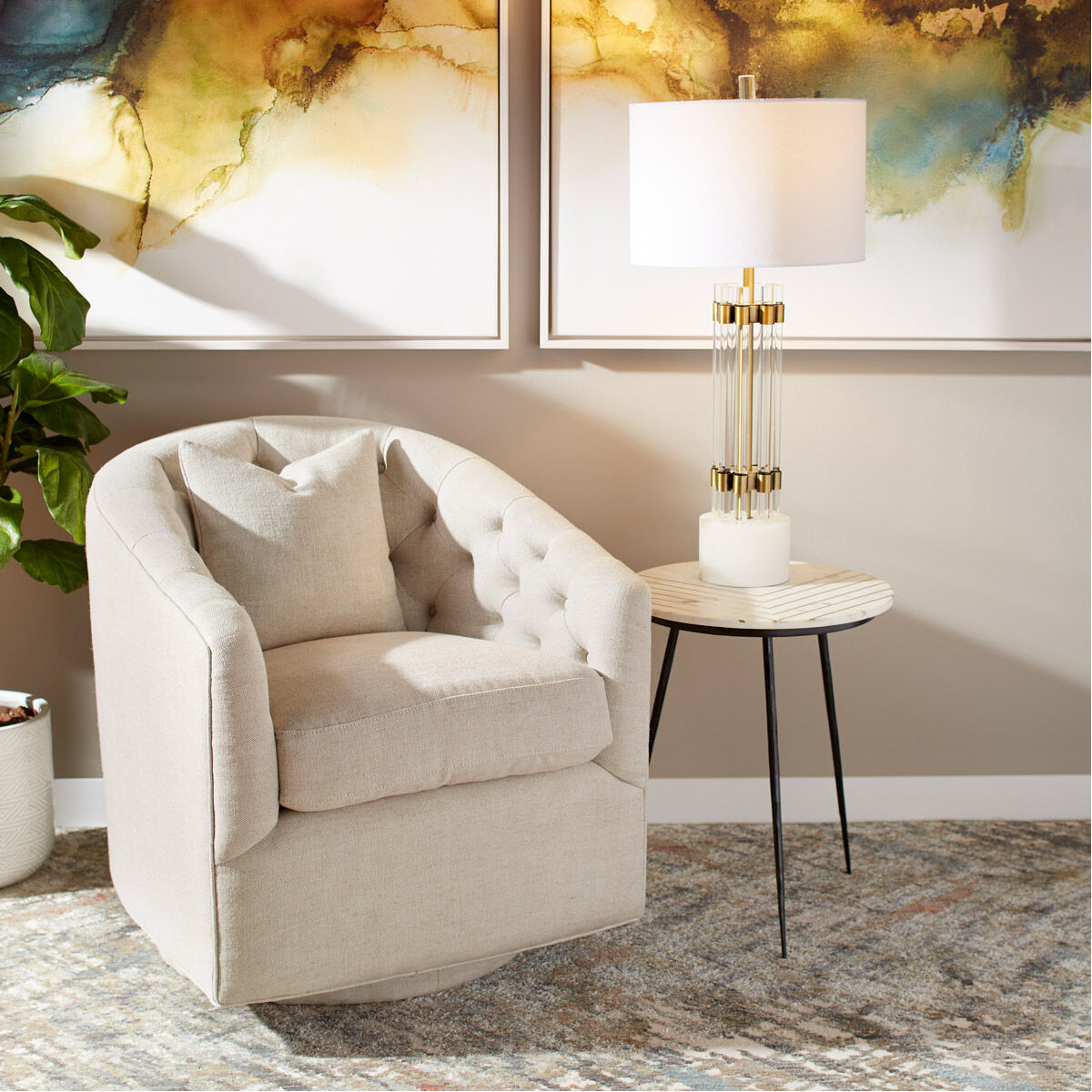 Kerberos 33 inch 100.00 watt Brass Table Lamp Portable Light