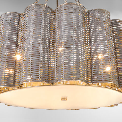 Boracay 6 Light 39 inch Brushed Grey Cane and Nickel Chandelier Ceiling Light