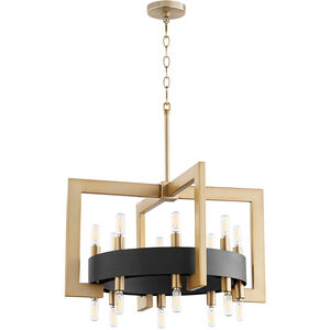 Archibald 16 Light 24 inch Noir and Aged Brass Chandelier Ceiling Light